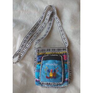 ECUADOR HAND CRAFTED BOHO CROSS BODY BAG Small Lovely Woven 5"x6" LONG STRAP EXC